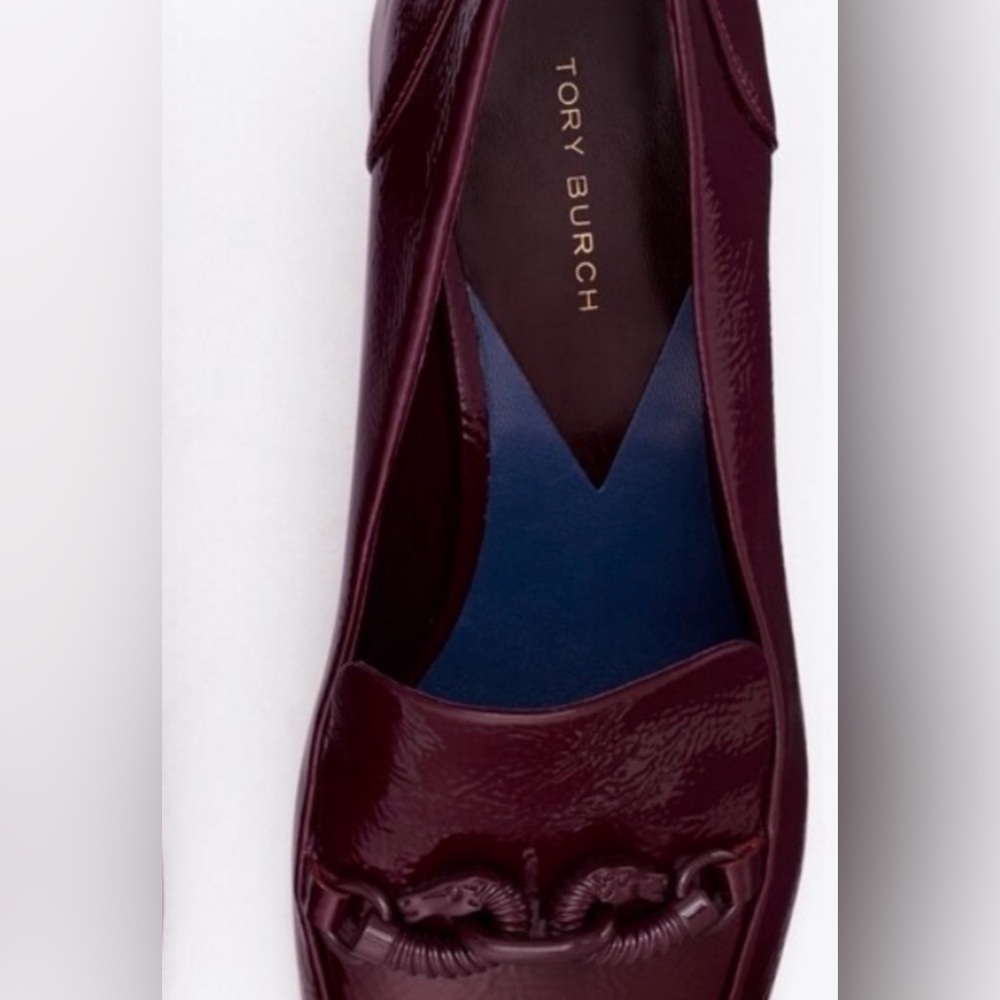 Tory Burch JESSA HEELED LOAFER in Burgundy Size 8.5 New with Tag - Picture 4 of 8